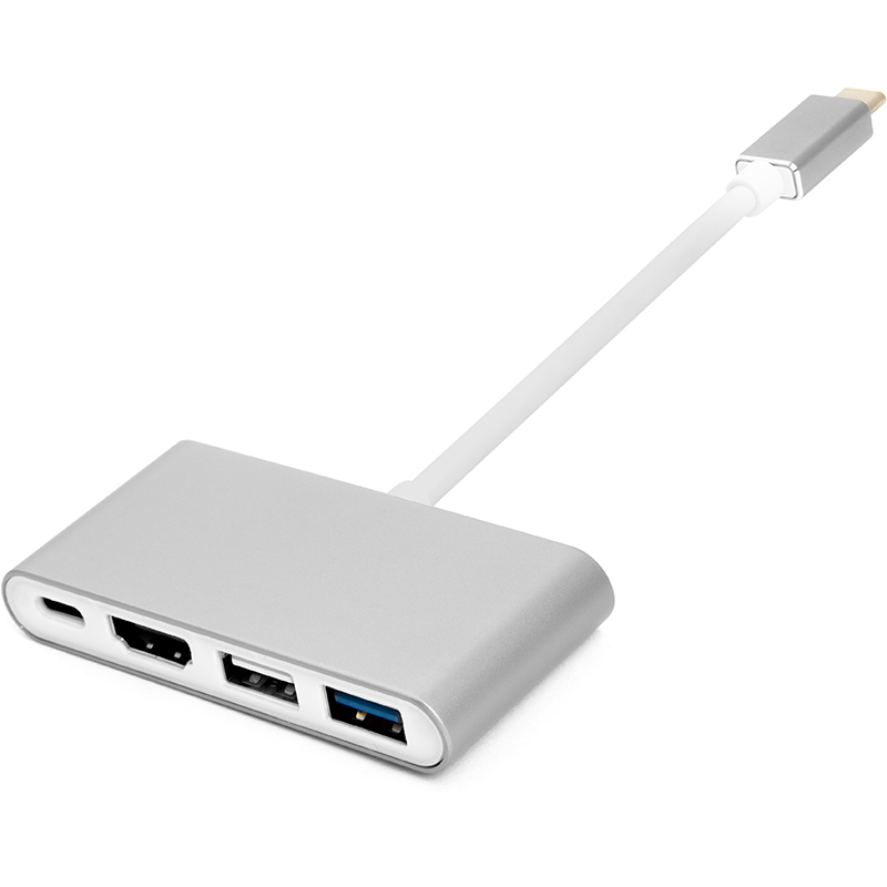 Переходник PowerPlant USB Type-C to HDMI+U3+PD FL7102+PS176 (CA911707) - Фото 1