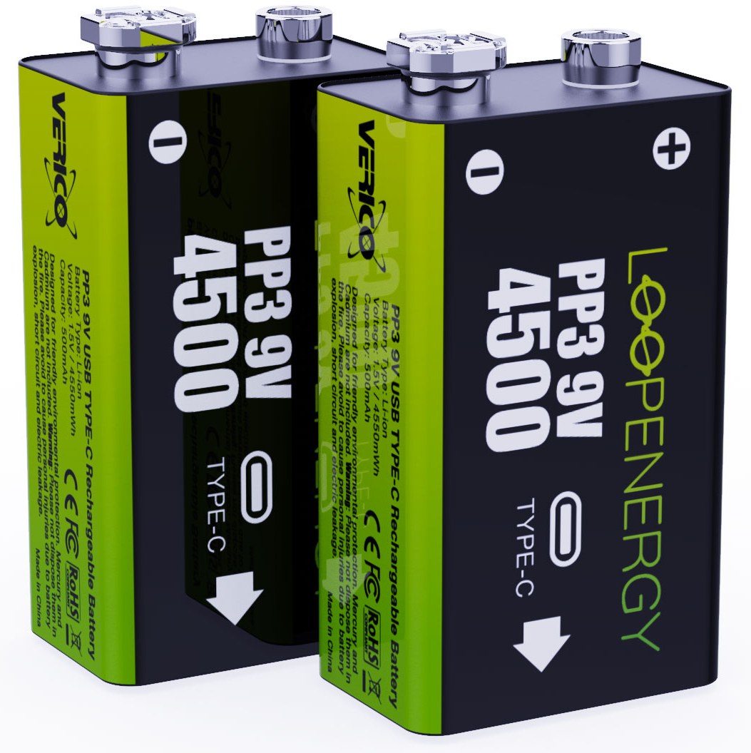 Аккумулятор тип AA Verico Loop Energy 9V USB Type-C 500mAh Li-ion 2 шт. (1UDBT-A3WEB2-NN) - Фото 1