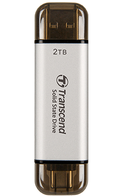 SSD-накопитель внешний Transcend ESD310S 2TB USB Type-A/USB Type-C 3D NAND Silver (TS2TESD310S) External - Фото 1