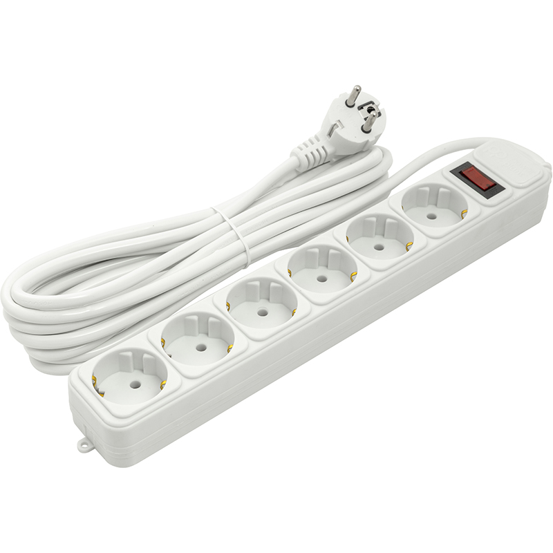 Сетевой фильтр PowerPlant JY-1057/5 (PPSA10M50S6) 6 розеток 5 м - Фото 1
