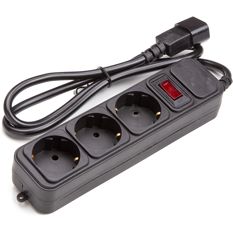 Сетевой фильтр PowerPlant (PPUA10M10S3) 1.0 м 3x1.5мм2 10А 3 розетки - Фото 1