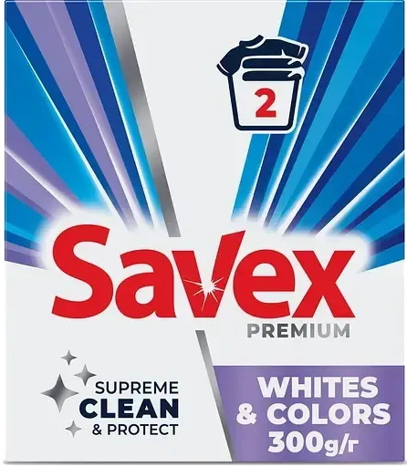 Стиральный порошок SAVEX Whites&Colors голубой Premium 300 г (3800024049224) - Фото 1