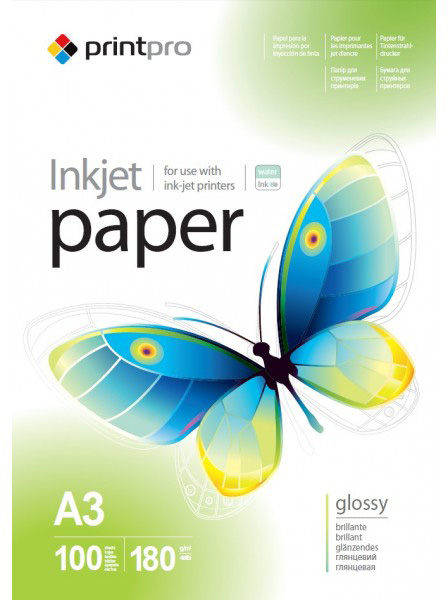 Фотобумага PrintPro 180g/m2, A3, 100 л. (PGE180100A3) - Фото 1