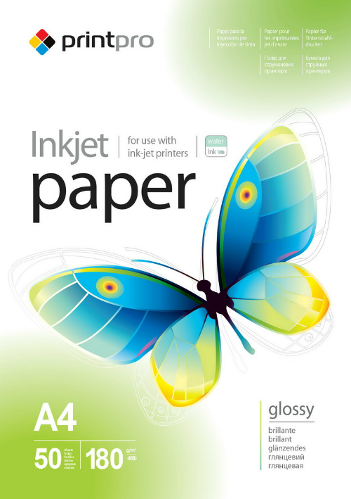 Фотобумага PrintPro 180g/m2, A4, 50л (PGE180050A4) - Фото 1