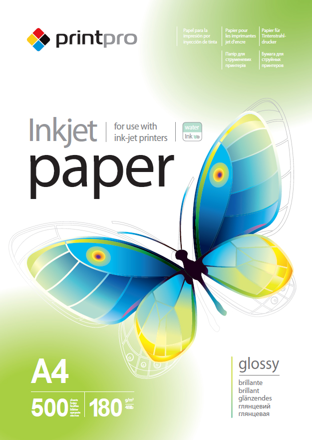 Фотобумага PrintPro 180g/m2, A4, 500л (PGE180500A4) - Фото 1