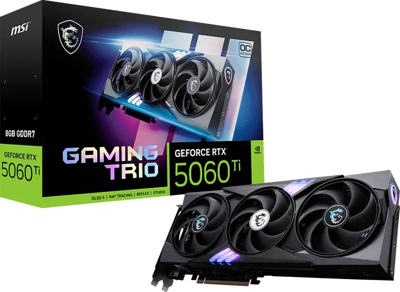 Відеокарта MSI GeForce RTX 5060 Ti 8G GAMING TRIO OC (RTX 5060 Ti 8G GAMING TRIO OC) - Фото 1