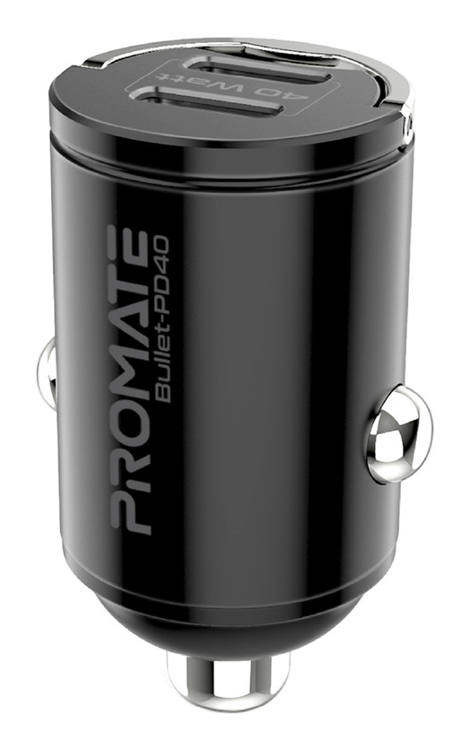Автомобильное зарядное устройство Promate Bullet-pd40 Black - Фото 1