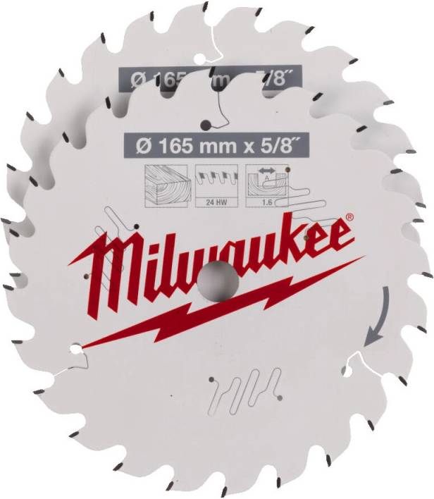 Круг отрезной по дереву Milwaukee 165х5/8х24 зуб. (4932479836) - Фото 1