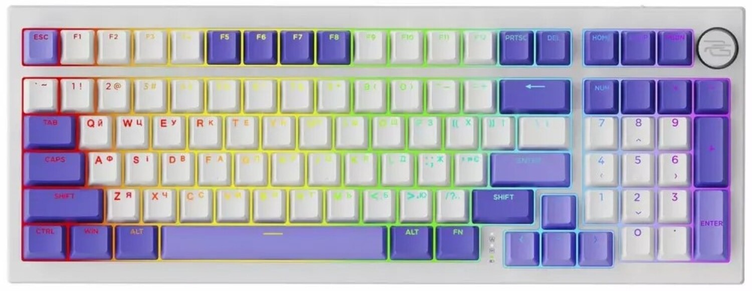 Клавіатура бездротова ігрова Proove Gaming Slicker Pro (Ukraine Layout) White/Purple (WKSLP0022417)