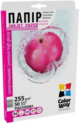 Фотобумага Colorway 255g/m2, A4, 50л (PSG255050A4) - Фото 1