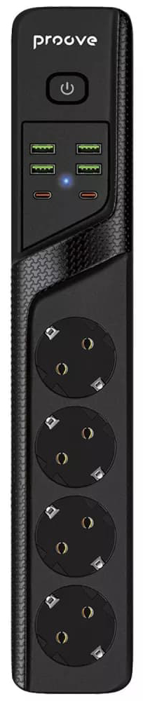 Сетевой фильтр Proove Power Strip P-04 4 sockets+4 USB+2 Type-C 3 м Black (PSP442430001) - Фото 1