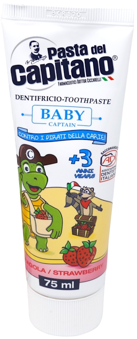 Зубная паста детская Pasta Del Capitano Baby Strawberry 3+ 75 мл (PTPBS75) - Фото 1