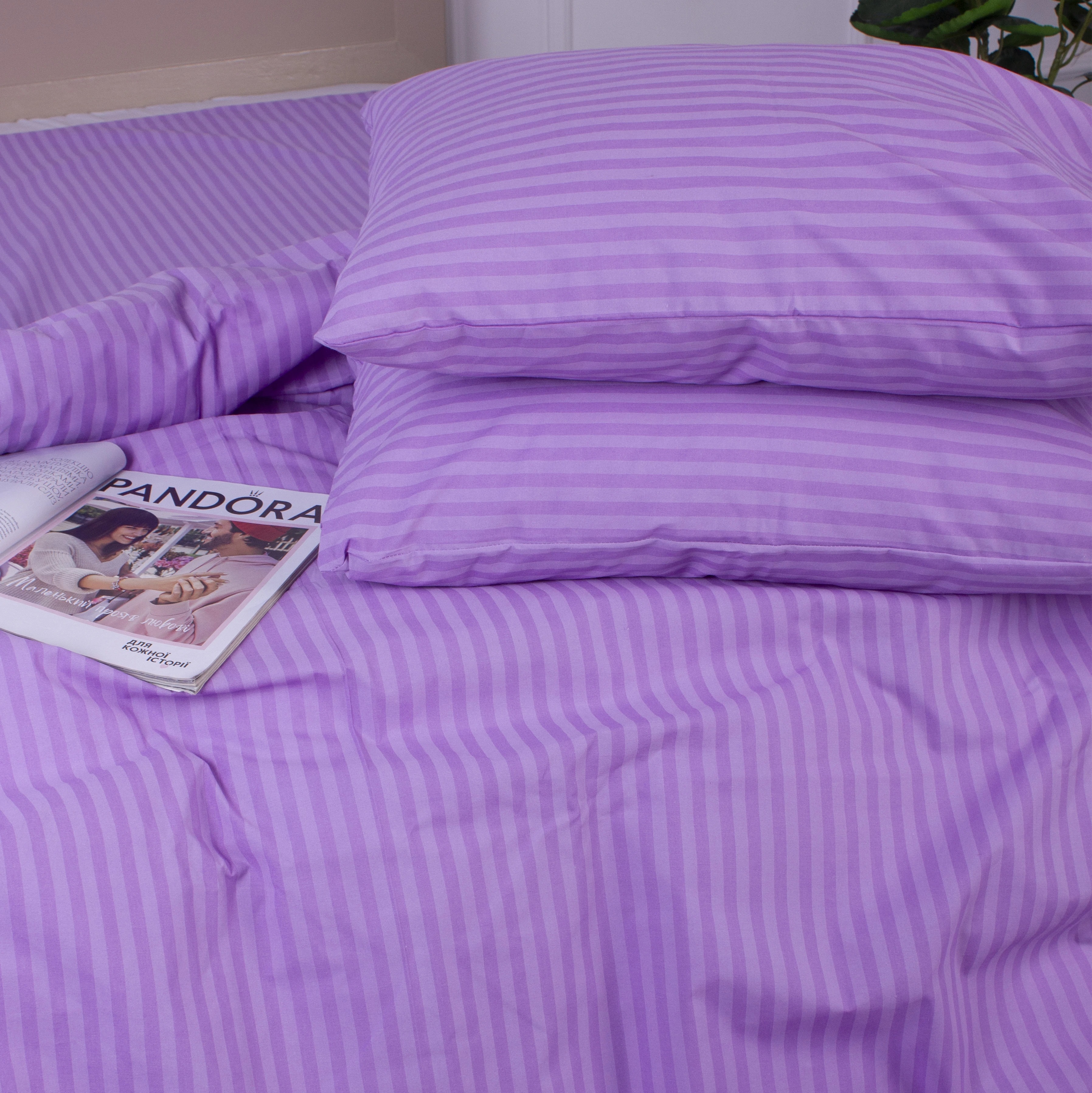 Наволочка MirSon Ranforce Elite 17-0618 Stripe Purple 70х70 см (2200008203122) - Фото 1