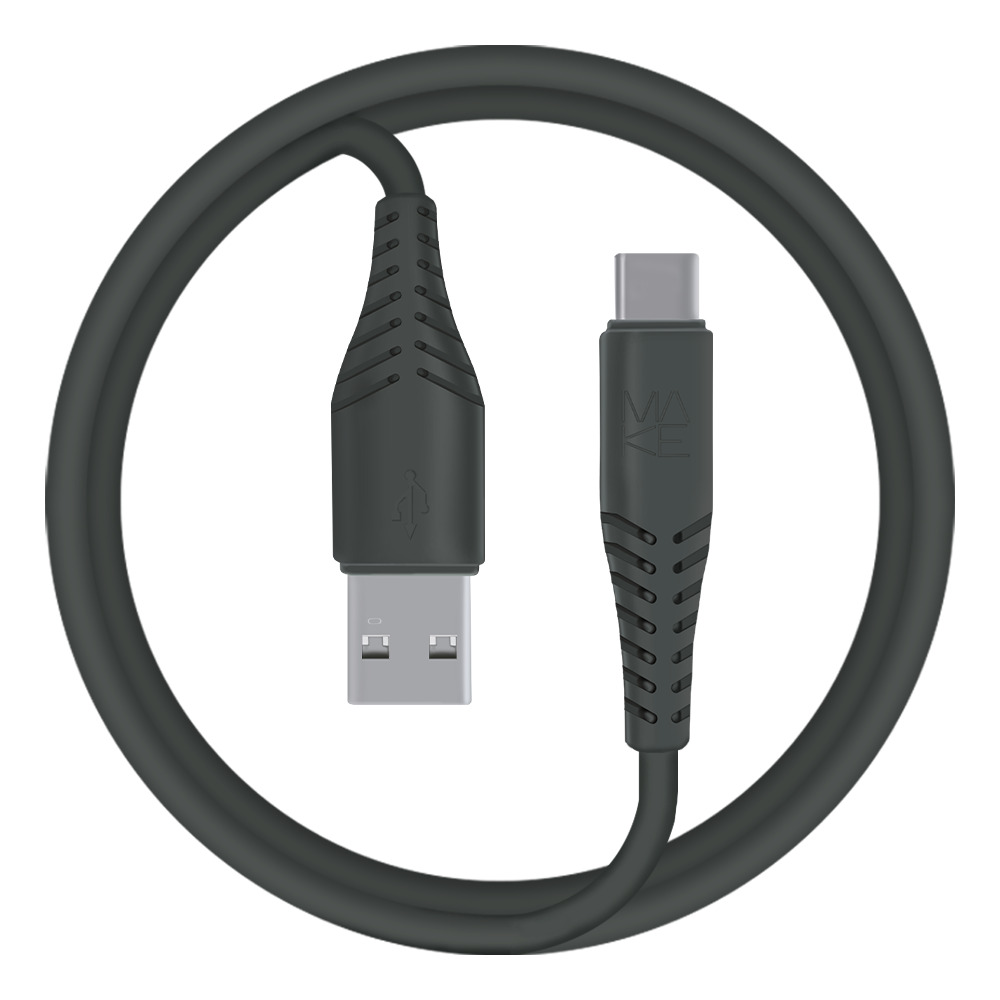 Кабель синхронизации данных MAKE USB to Type-C 2.4A 1м PVC Black (MCB-CP1BK) - Фото 1