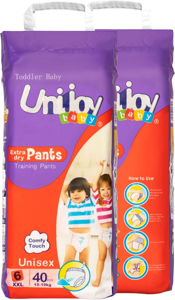 Одноразовые подгузники-трусики Unijoy Soft Diapers XXL 15-19 кг 40 шт. (6973920540724) - Фото 1