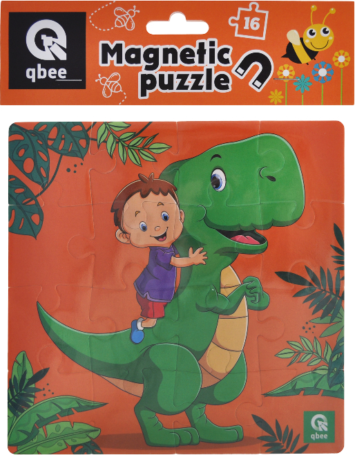 Пазлы магнитные (3-4 года) qbee 16 эл. "Дино друг" (QB200-001) - Фото 1