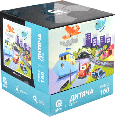 Пазлы картонные (8+) qbee 160 эл. Детская серия - "Транспортный порядок" (QB500-006) - Фото 1