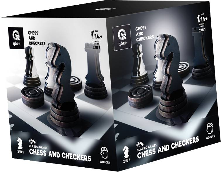 Настольная игра стратегическая (12+) qbee Шахматы-шашки 2в1 (QB701-005) - Фото 1