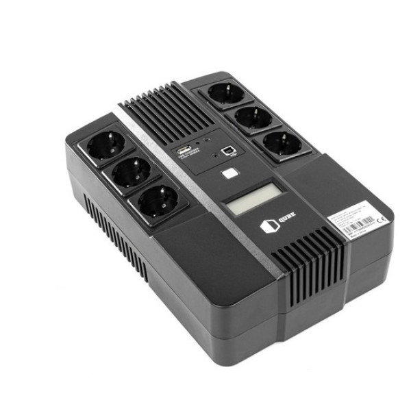 Источник бесперебойного питания QUBE AIO 650, 650VA/360W, LCD, 6 x Schuko, RJ-45, USB (QBAIO650) - Фото 1
