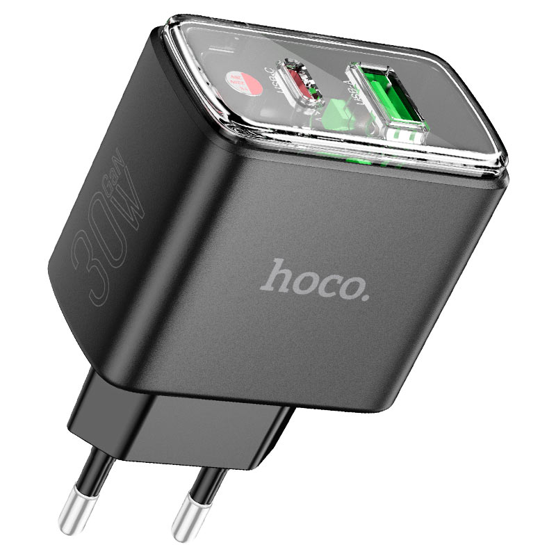 Сетевое зарядное устройство HOCO CS42A Smart PD30W+QC3.0 charger (EU) Black (6942007620765) - Фото 1