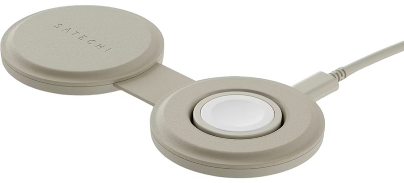 Беспроводное зарядное устройство Satechi OntheGo 2-in-1 Wireless Charger Sand (ST-QTG21W) - Фото 1