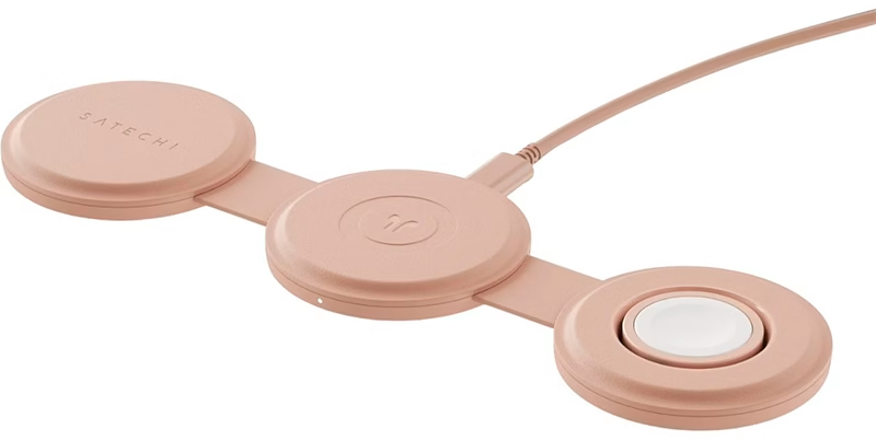 Беспроводное зарядное устройство Satechi OntheGo 3-in-1 Wireless Charger Desert Rose (ST-QTG31R) - Фото 1