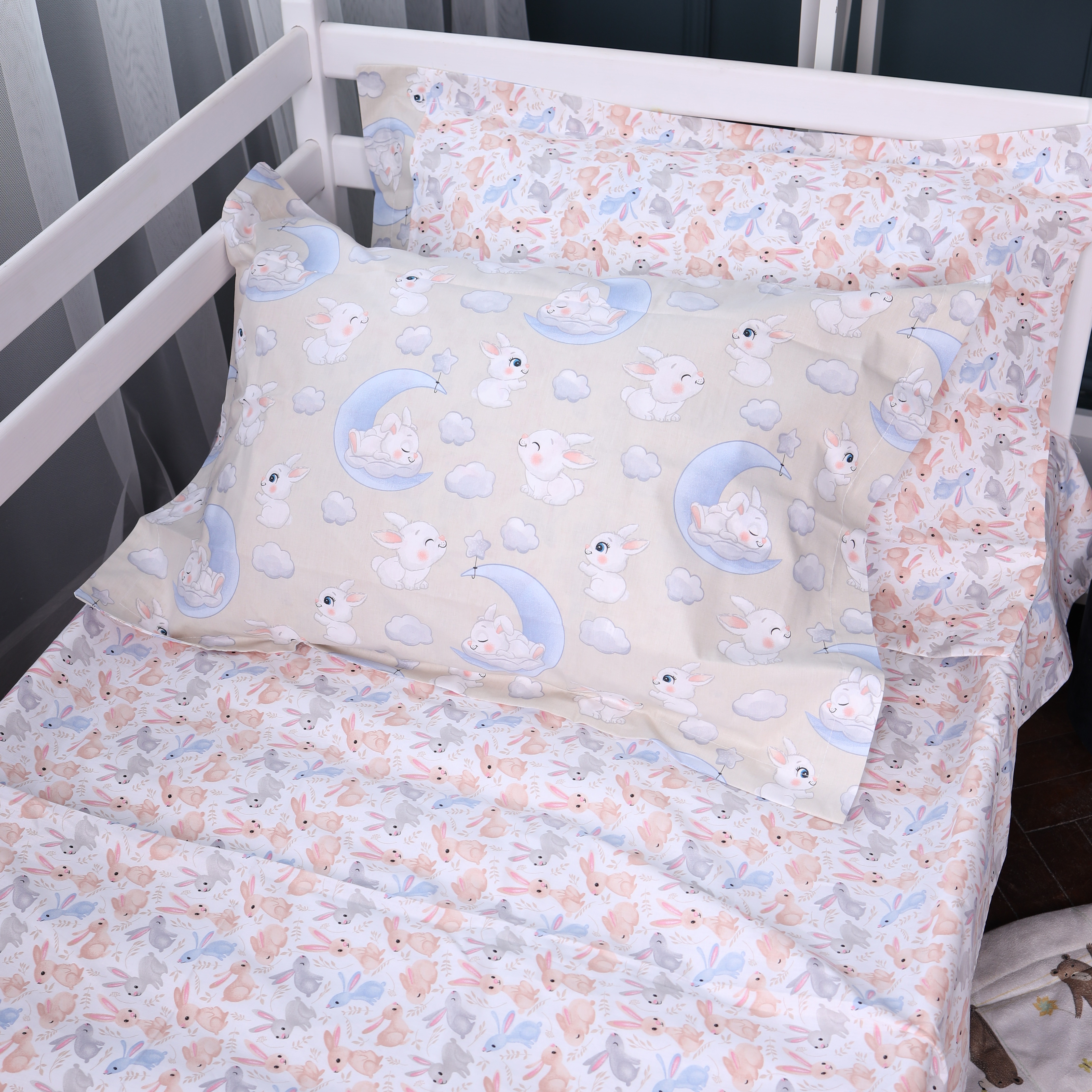 Наволочка детская MirSon Line Kids 07 Rabbits 70х70 см (2200009718045) - Фото 1