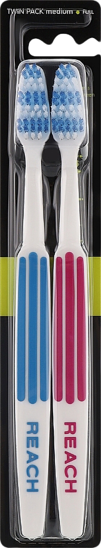 Купить Зубная щетка Reach Medium Twin Pack/ИНТЕРДЕНТАЛ Средняя красно-синяя 2 шт. (4820019803371) - Фото 1 Зубная щетка Reach Medium Twin Pack/ИНТЕРДЕНТАЛ Средняя красно-синяя 2 шт. (4820019803371) - Фото 1