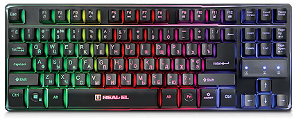 Клавиатура проводная игровая REAL-EL 8710 TKL Backlit USB Black - Фото 1