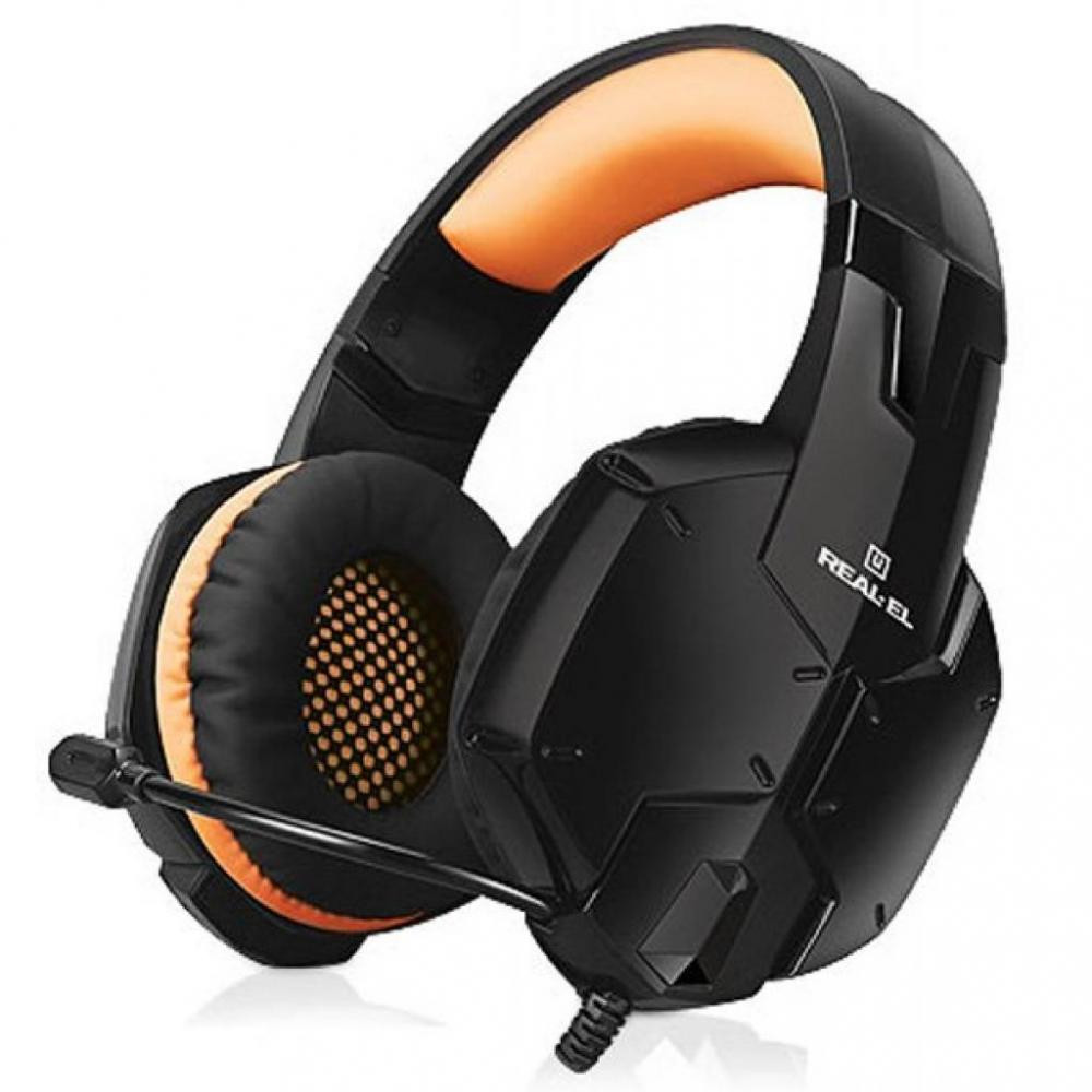 Гарнитура проводная игровая REAL-EL GDX-7700 Surround 7.1 Black-Orange - Фото 1