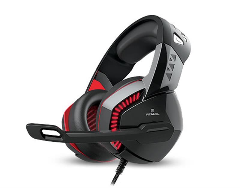 Гарнітура дротова ігрова REAL-EL GDX-7800 Black/Red - Фото 1