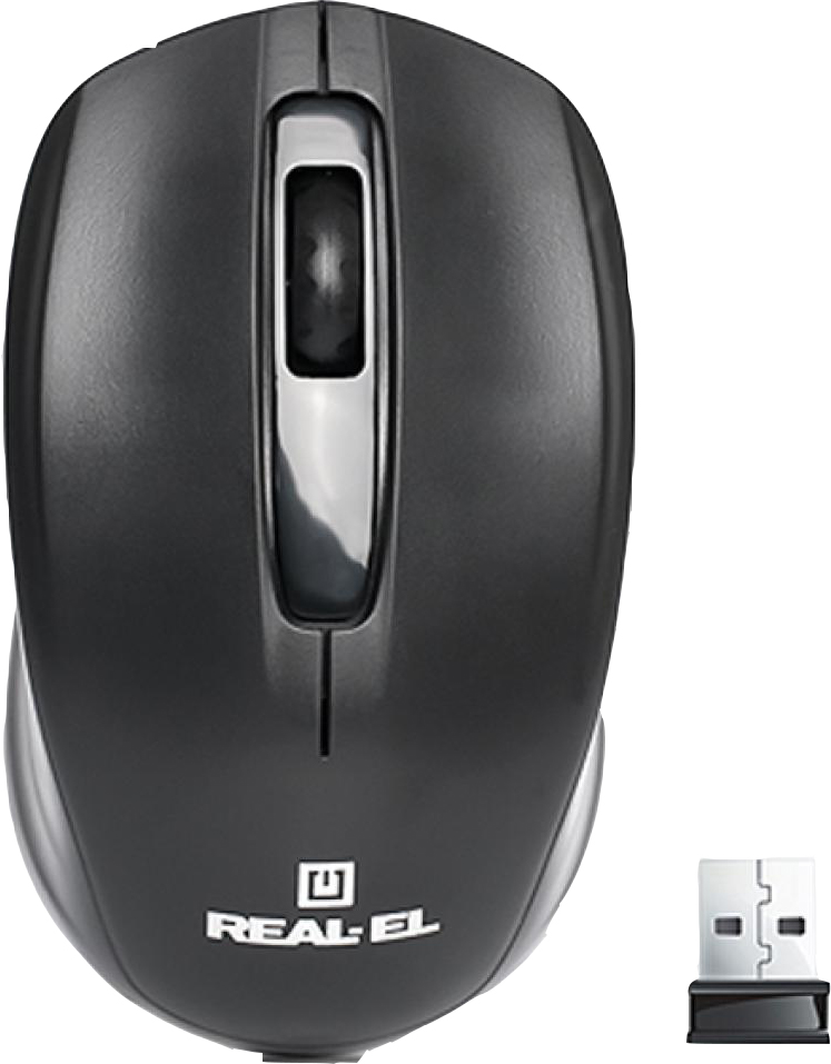 Мышь беспроводная REAL-EL RM-301 Black USB - Фото 1