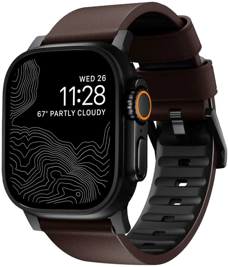 Ремінець для смарт-годинника Nomad Active Band Pro Black Hardware Classic Brown 46mm/49mm (NM1A4MBNW0)