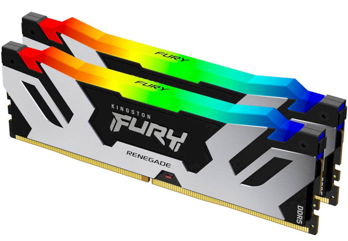 Память DDR Kingston Fury Renegade Silver RGB DDR5- 6400 96GB (2x48GB) CL32-39-39 1.4V XMP (KF564C32RSAK2-96) - Фото 1