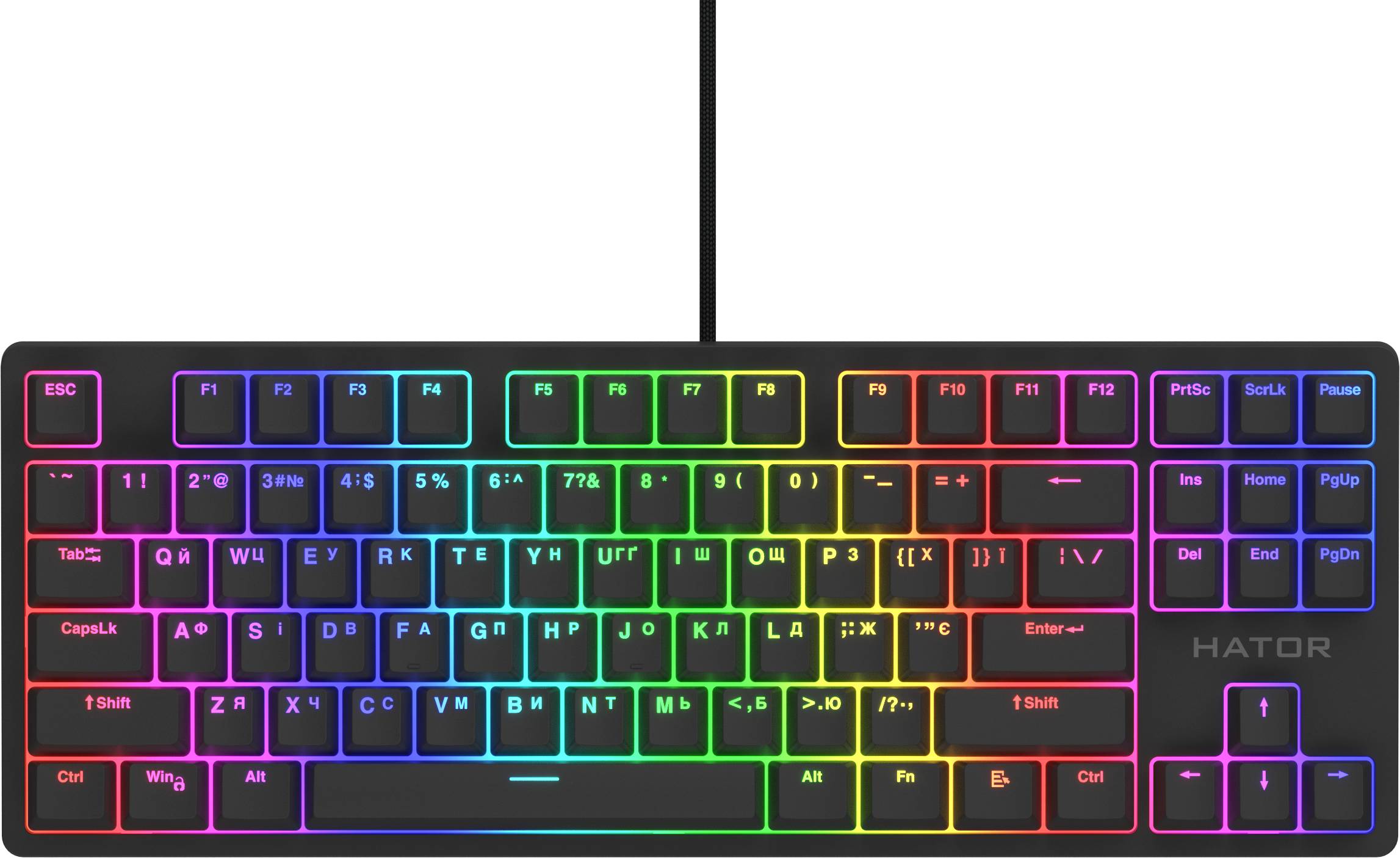 Клавиатура проводная игровая Hator Rockfall 2 Mecha TKL Orange USB Black (HTK-520) - Фото 1