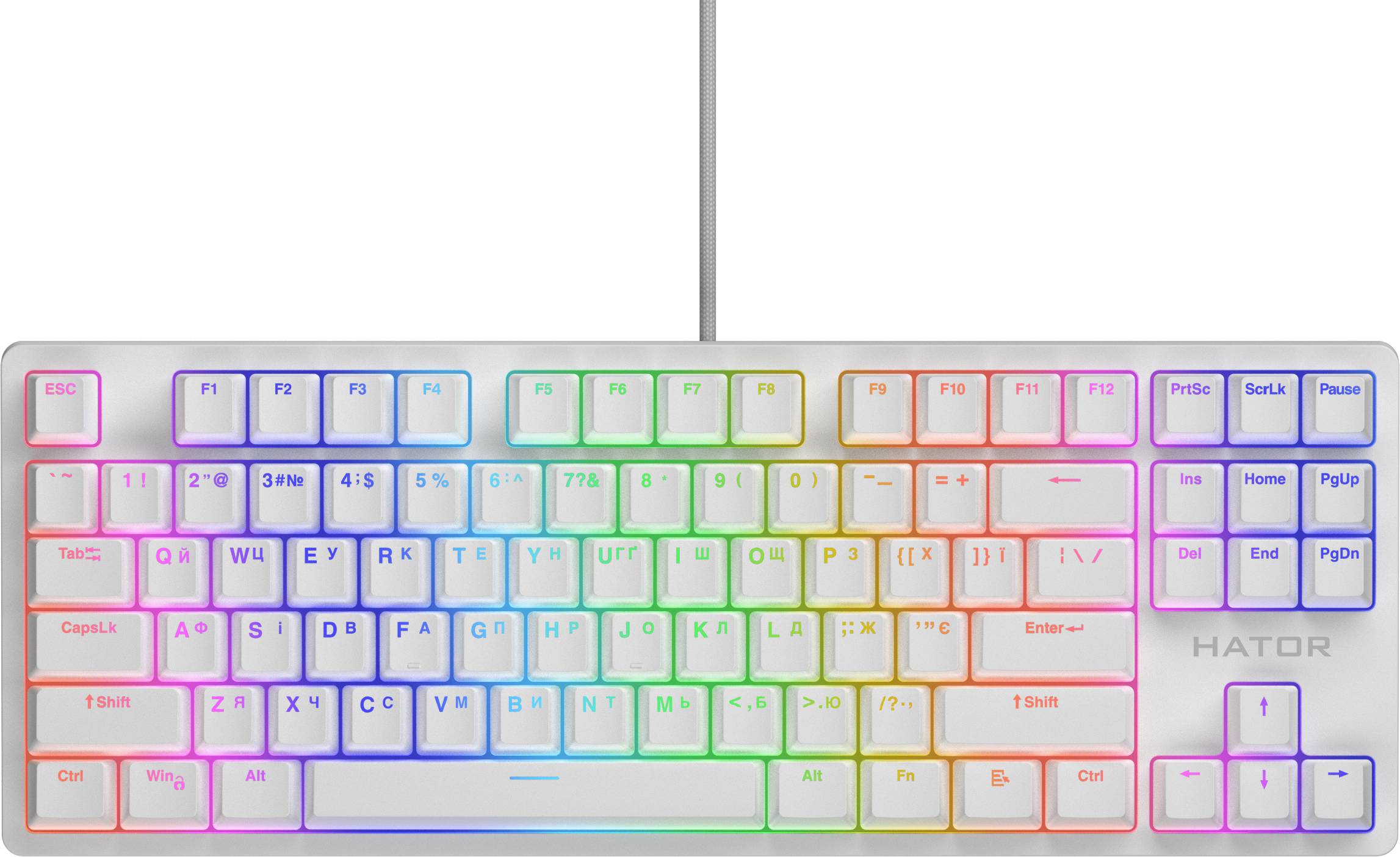 Клавиатура проводная игровая Hator Rockfall 2 Mecha TKL Orange USB White (HTK-521) - Фото 1