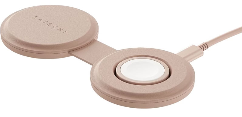 Беспроводное зарядное устройство Satechi OntheGo 2 в 1 Wireless Charger Desert Rose (ST-QTG21R) - Фото 1