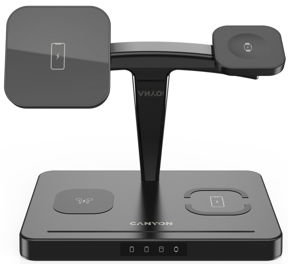 Уценка - Зарядная док-станция Canyon WS-404 4 в 1 QI Black (CNS-WCS404B) - Фото 1
