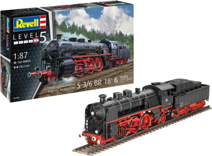 Набір для моделювання техніки Revell Експрес локомотив S3/6 BR18(5) з тендером 1:87 (RVL-02168) - Фото 1