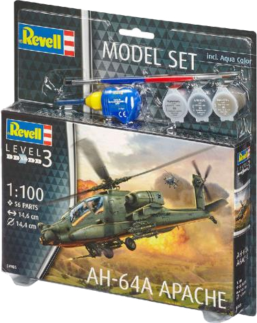 Набір для моделювання техніки Revell набір Бойовий вертоліт AH-64A Апач 1:100 (RVL-64985) - Фото 1