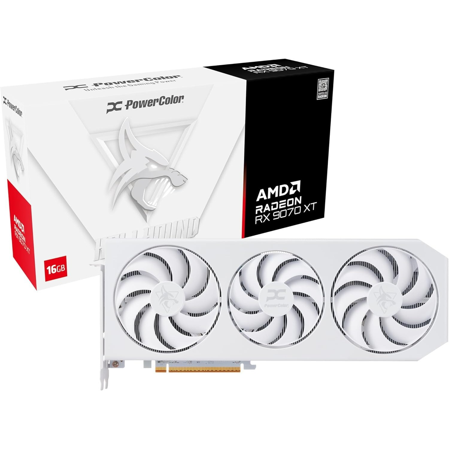 Видеокарта PowerColor AMD Radeon RX 9070 XT 16GB GDDR6 Hellhound Spectral White (RX9070XT 16G-L/OC/WHITE) - Фото 1
