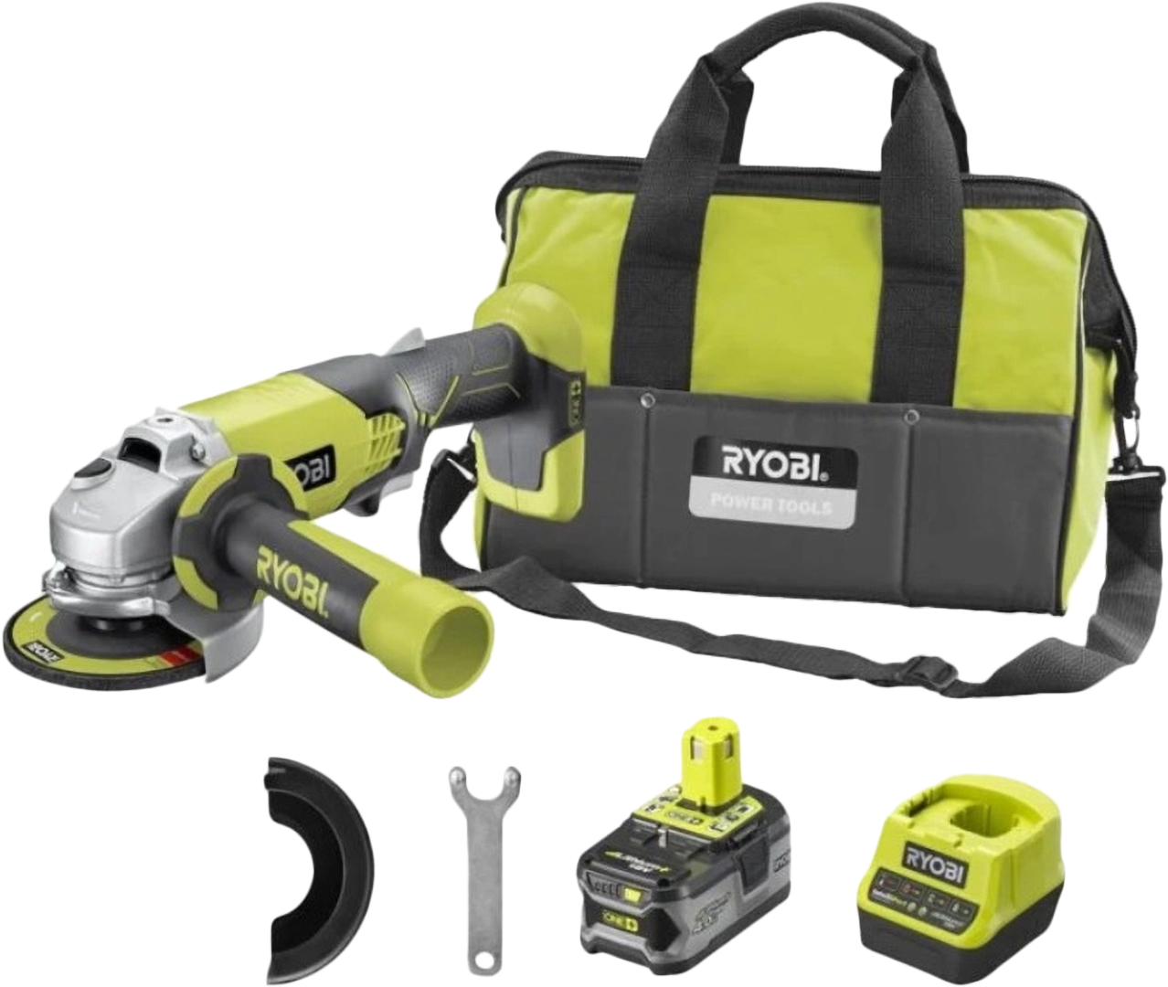 Болгарка Ryobi M18 M18 R18AG-140S 115мм ЗП+1 акум.x 4.0Aг, сумка (5133004301) - Фото 1