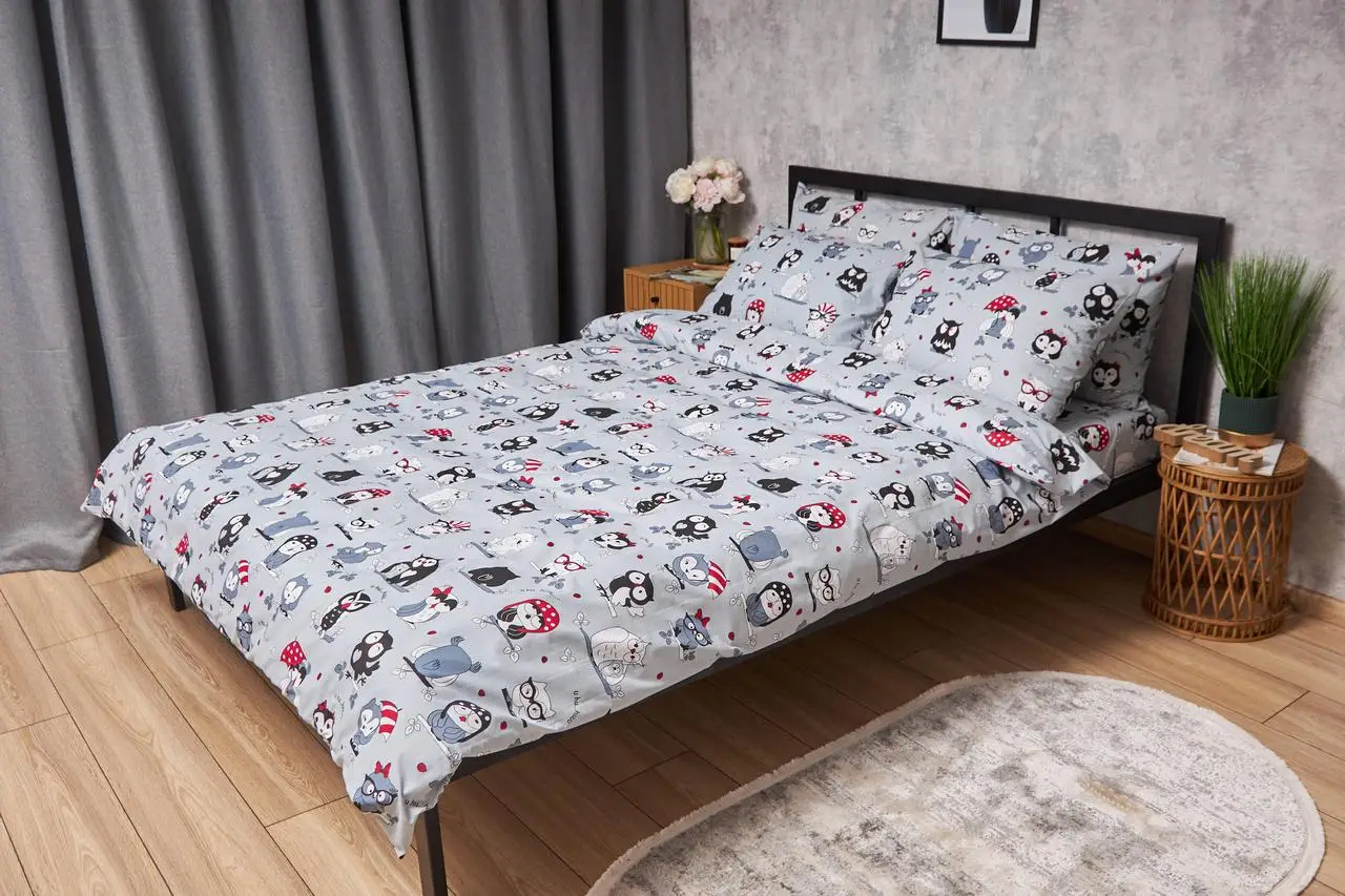 Пододеяльник полуторный Moon&Star Бязь Gold Люкс Owls Gray 143 x 210 см (MS-870000375) - Фото 1