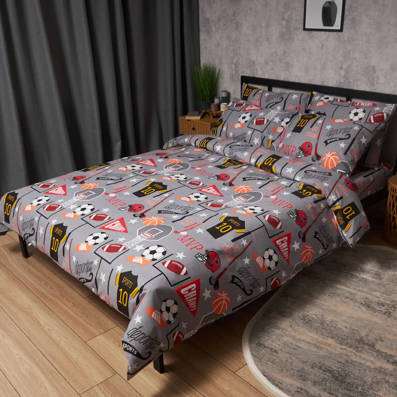 Комплект постельного белья Moon&Star Бязь Gold Люкс Champion’s Rest King Size 220x240 нав. 2х40х60 (MS-820008890) - Фото 1