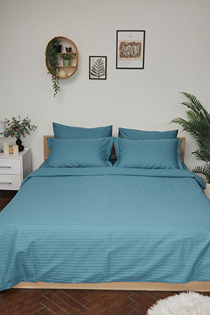 Комплект постельного белья Moon&Star King Size 220x240 Stripe Green Satin Stripe (MS-820000561) - Фото 1