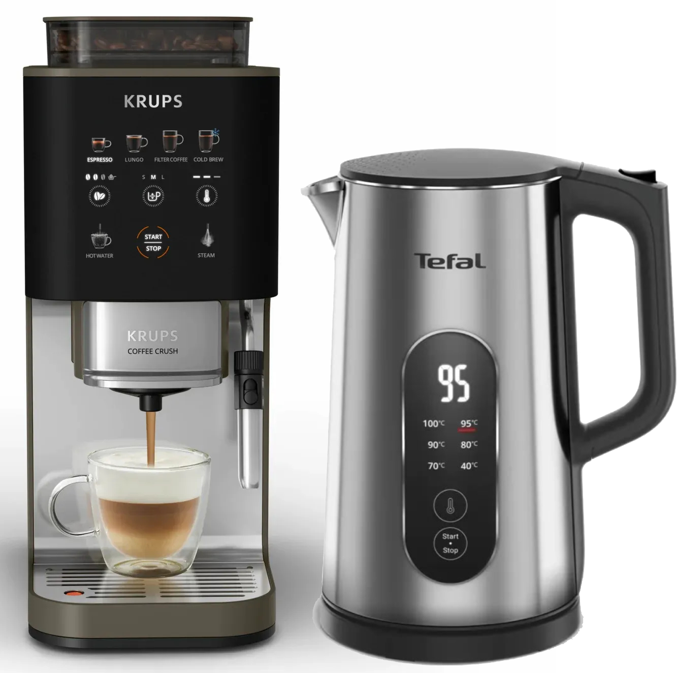 Комплект техніки Кавомашина Krups SA403BE0 Coffee Crush Experience + Чайник електричний Tefal KI871DE0