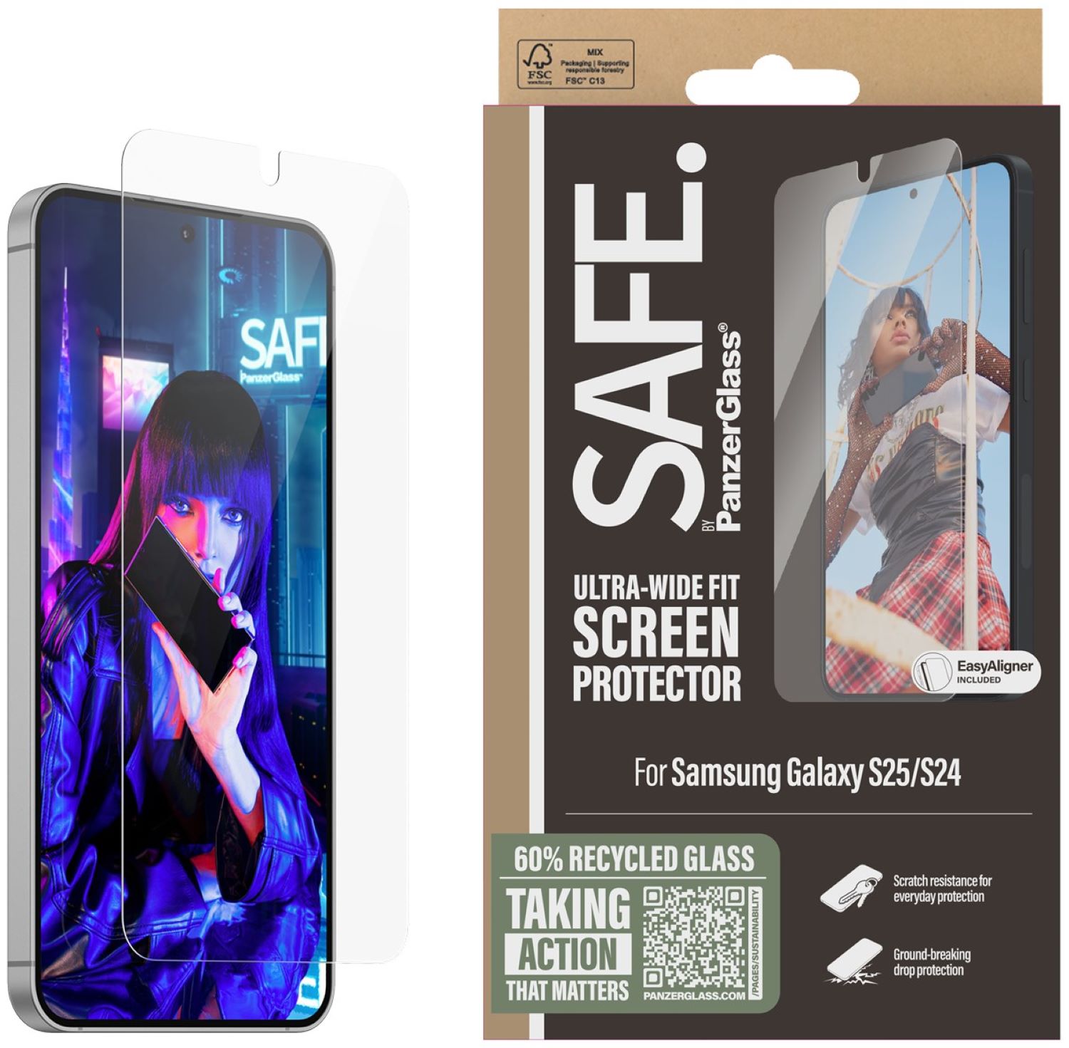 Защитное стекло для смартфона PanzerGlass Samsung Galaxy  S25 | S24 | Ultra-Wide Fit w. Aligner (PG_SARNUWFG38388) - Фото 1