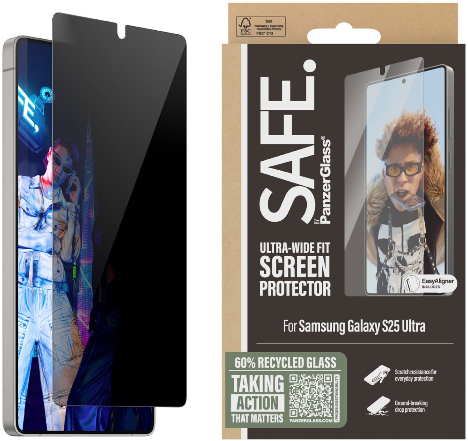 Защитное стекло для смартфона PanzerGlass Privacy Samsung Galaxy S25 Ultra | Ultra-Wide Fit (PG_SARPUWFG38488) - Фото 1