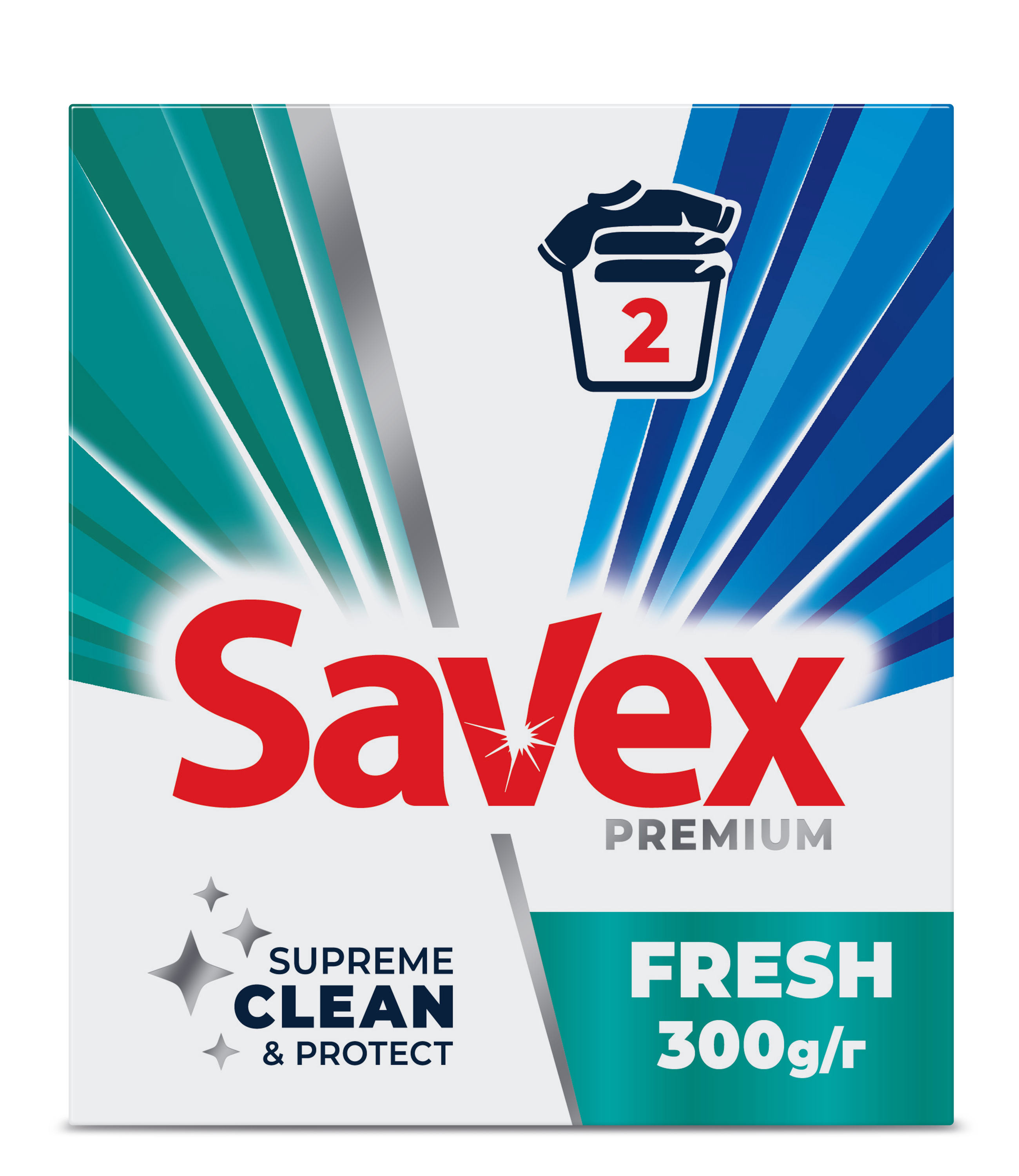 Стиральный порошок SAVEX 300 гр автомат 2in1 Fresh зеленый Premium (3800024049200) - Фото 1