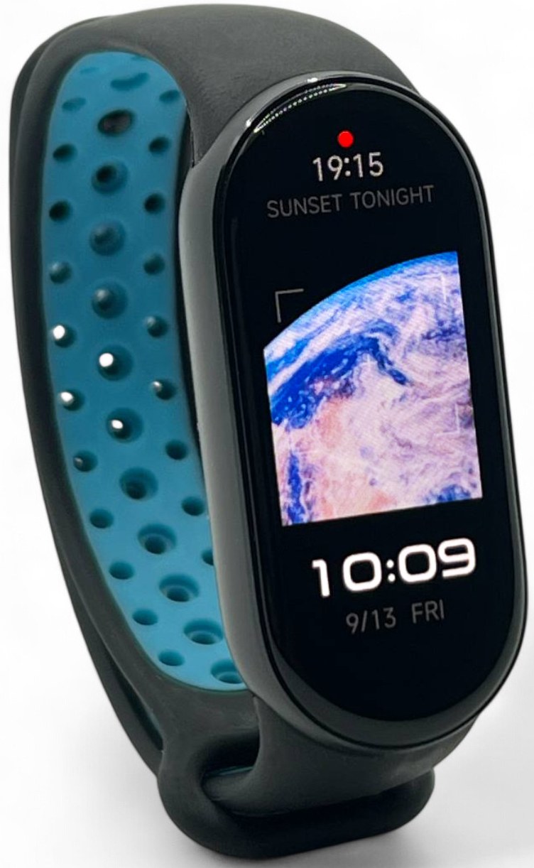 Ремешок для фитнес-браслета BeCover Vents Style for Xiaomi Mi Smart Band 9 Black-Blue (711982) - Фото 1